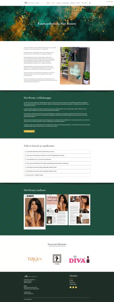 Jälkeen Mai Beauty verkkosivu jälkeen uudistuksen